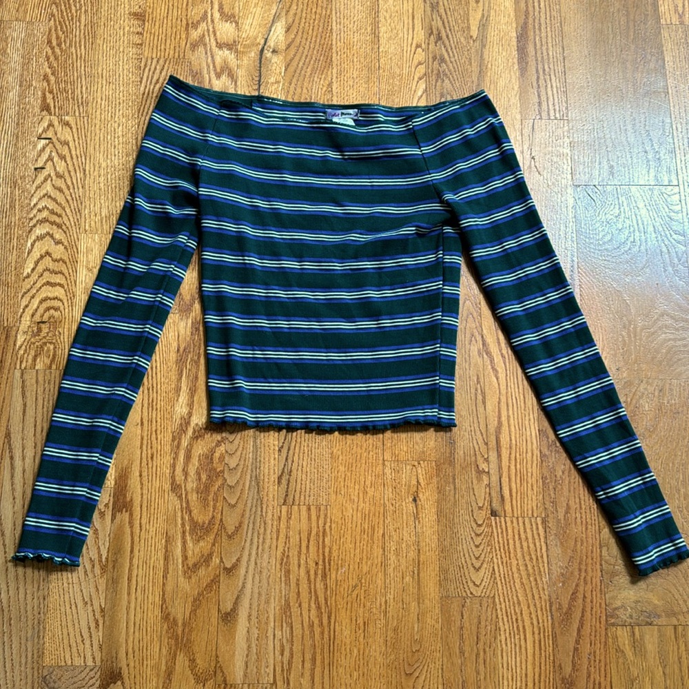 Violet Moon cotton striped long sleeve tee size small